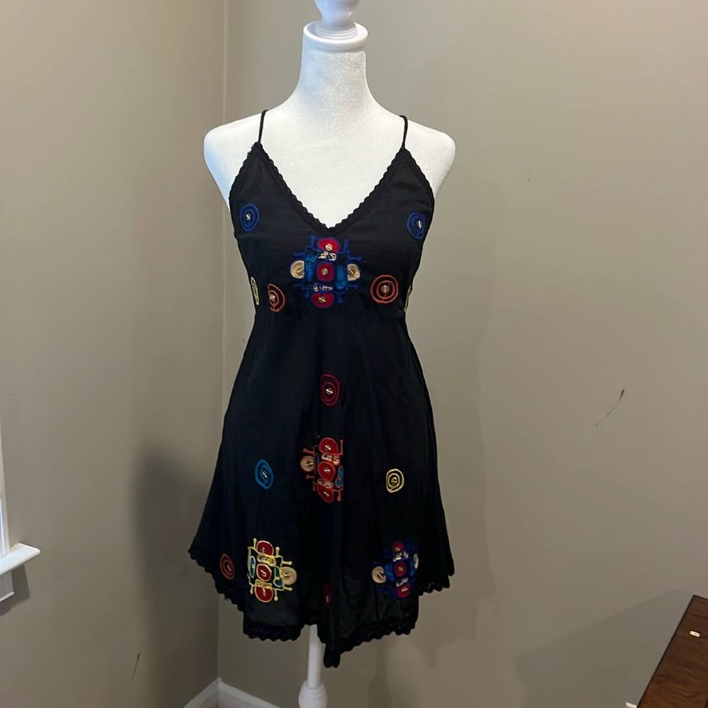 RAGA embroidered black minidress